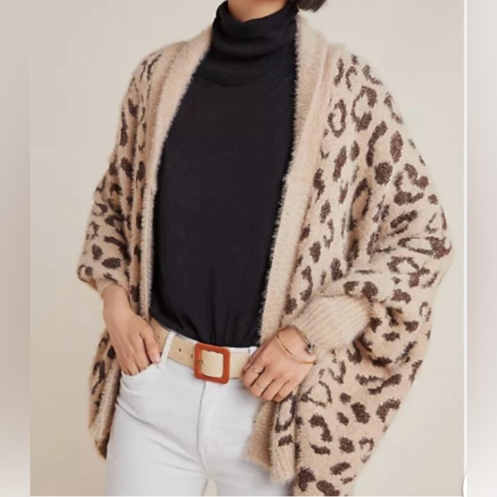Anthropologie Akemi + Kin Gray Leopard Cardigan